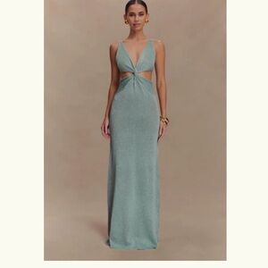 Meshki Teal Backless Dress